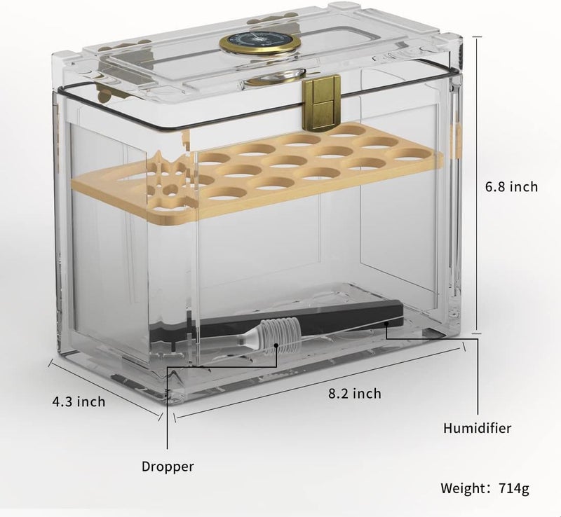 TISFA Acrylic Cigar Humidor with Humidifier and Hygrometer, Desktop Cigar Case Box with Spanish Cedar Cigar Tray That can Hold About 18-50 Cigars - Image 5